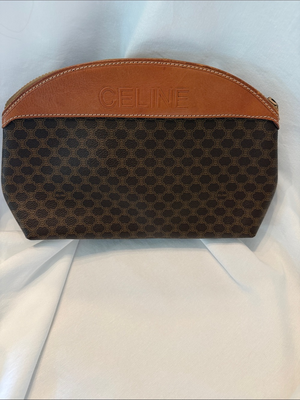 CELINE Brown and Tan Signature Toiletry Pouch